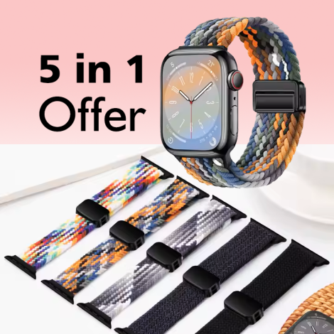 Magnetic Buckle Braided Loop Band for Apple Watch Series 10, 9, 8, 7, 6 - Fits for all sizes